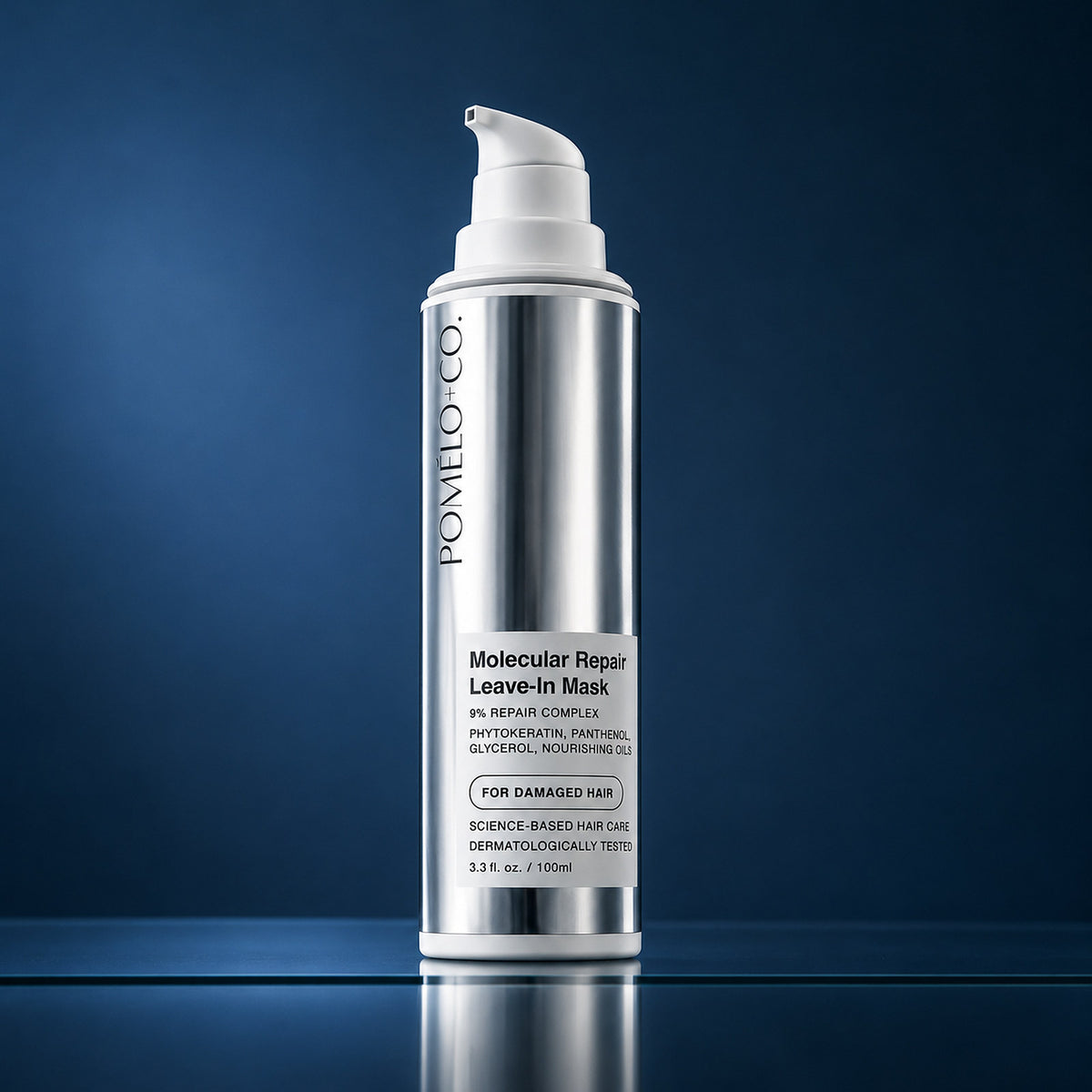 Pomélo+Co Molecular Repair Leave-In Mask 100 ml photographié sur fond bleu
